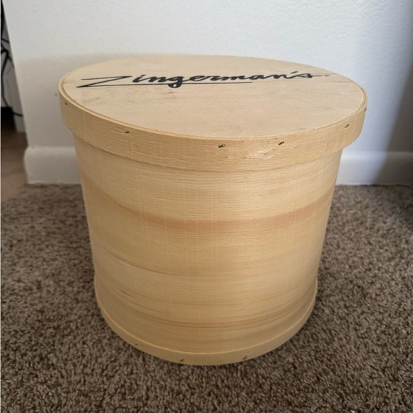 Vintage Zingerman Pine Wood Cheese Box 11” Round Rustic Farmhouse Kitchen Decor - Picture 2 of 4
